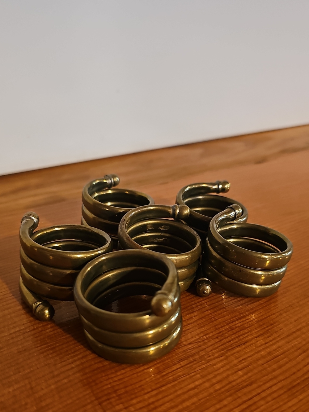 Vintage Brass Coil Napkin Rings - Set of 6